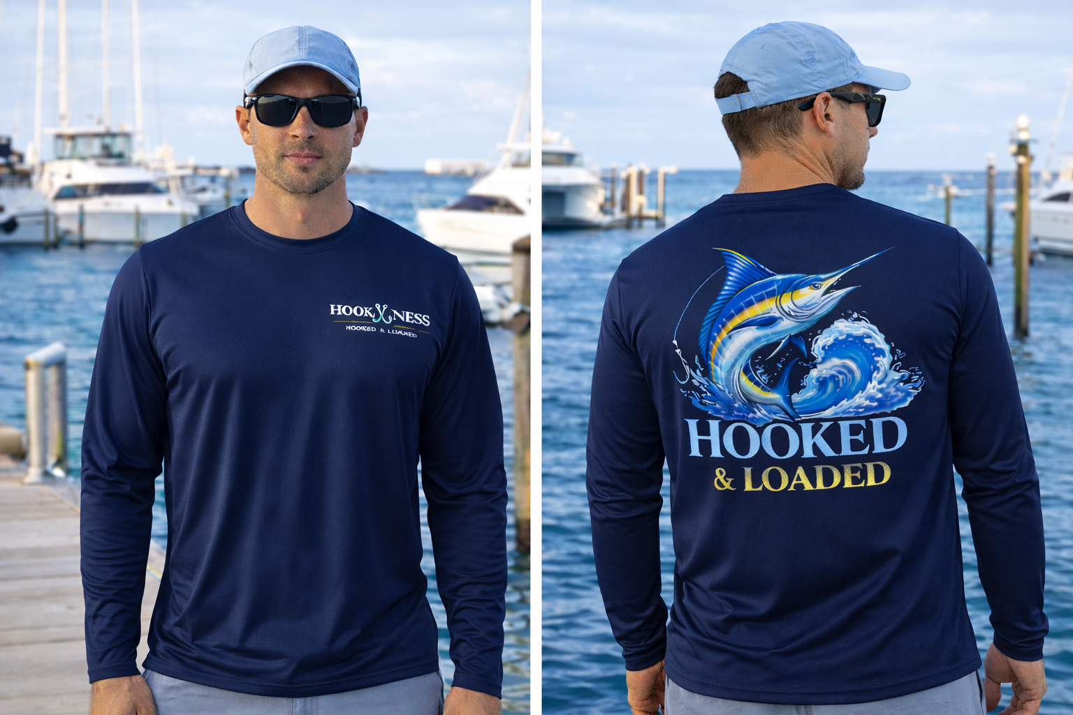 HookNess performance marlin graphic shirts
